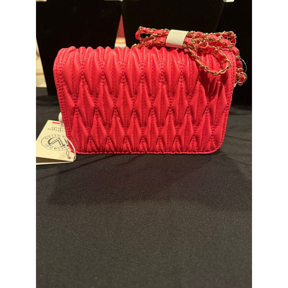 NWT Valentino Orlandi Quilted Vegan leather Pink Crossbody with gold hardware - Picture 3 of 9